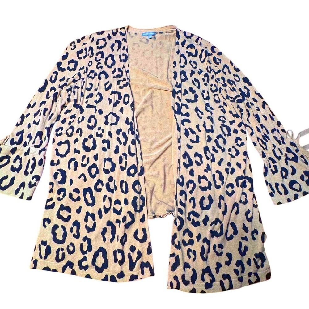 JESSICA LONDON KNIT CHEETAH PRINT OPEN FRONT CARDIGAN BOWS ON SLEEVES SIZE 22/24 - Picture 2 of 6
